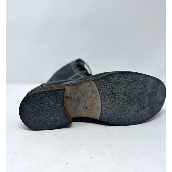 Men's ALDO combat Boots shoes Distressed Black Round Toe Laces used Size 8 - Picture 9 of 10